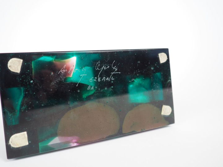 Antoine LEPERLIER.  Sculpture en verre bicolore  Epreuve d'artiste Sig