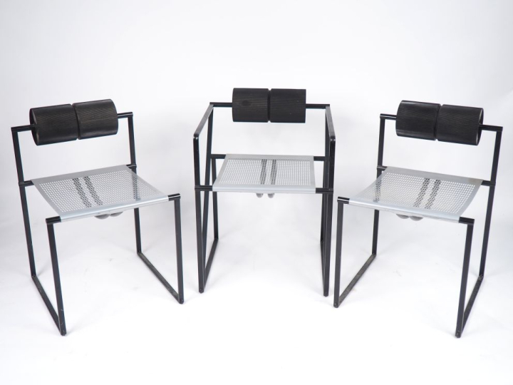 Mario BOTTA pour Alias Italy. 4 fauteuils "Seconda"  en acier laqué gr