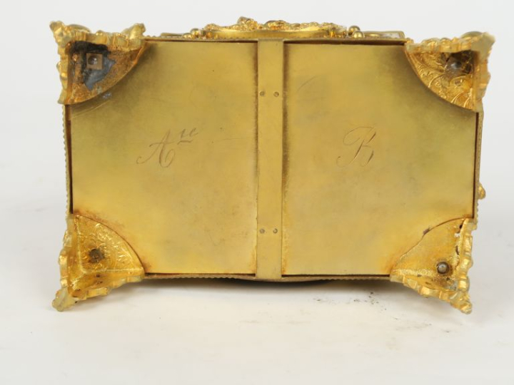 Coffret à bijoux Napoléon III en bronze doré à décor de personnages en