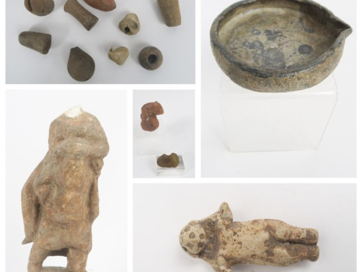 Figurine antique représentant un homme barbu portant une femme sur son