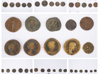 Vente aux enchères Ensemble de monnaies antiques en bronze. Diam. De 0,3 à 3 cm.