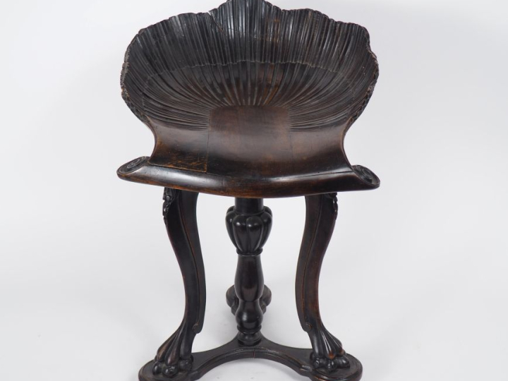 Tabouret Napoléon III, assise tournante en forme de coquille, piétemen