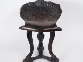 Vente aux enchères Tabouret Napoléon III, assise tournante en forme de coquille, piétemen