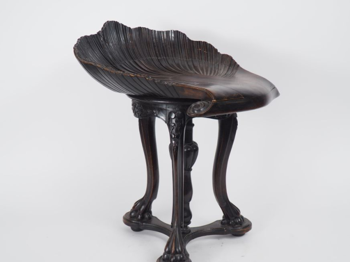 Tabouret Napoléon III, assise tournante en forme de coquille, piétemen