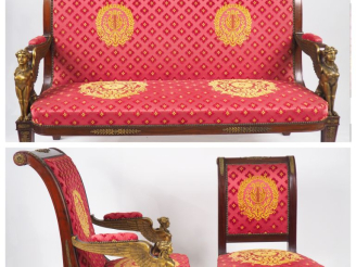 Vente aux enchères Mobilier de salon de style Retour d'Egypte en bronze et placage d'acaj