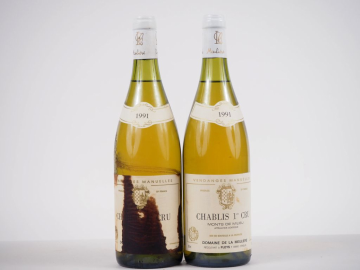 2 BOUTEILLES CHABLIS 1er CRU "MONTS DE MILIEU" DOMAINE DE LA MEULIÈRE 