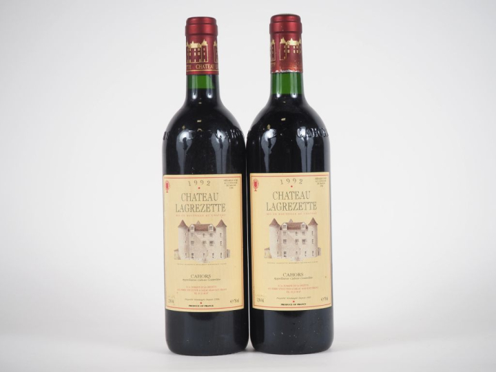 2 BOUTEILLES CHÂTEAU LAGREZETTE CAHORS - 1992