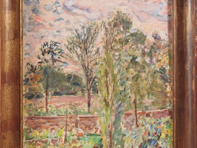 Mario CAVAGLIERI.  "Ciel rose à Peyloubère" Huile sur toile, signée en