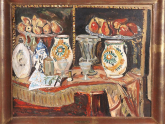 Vente aux enchères Mario CAVAGLIERI.  "Nature morte" Huile sur toile, signée en bas à gau