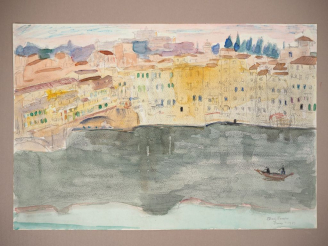 Vente aux enchères Mario CAVAGLIERI.  "Florence" Aquarelle, signée en bas à droite, situé