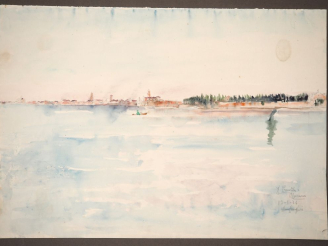 Vente aux enchères Mario CAVAGLIERI.  "Murano" Aquarelle, signée en bas à droite, située 