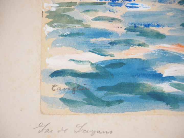 Mario CAVAGLIERI.  "Paysage italien" Aquarelle, signée en bas à gauche