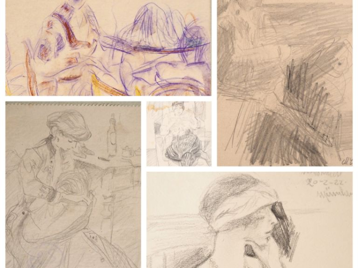 Mario CAVAGLIERI.  Bel ensemble de 14 dessins au crayon ou à l'encre v