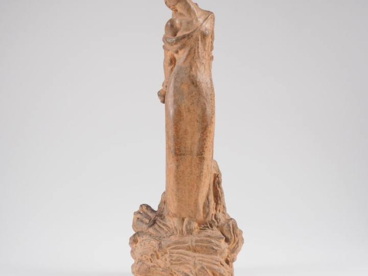 Henri Paul REY.  "Jeanne au bûcher" Sculpture en terre cuite Signée et