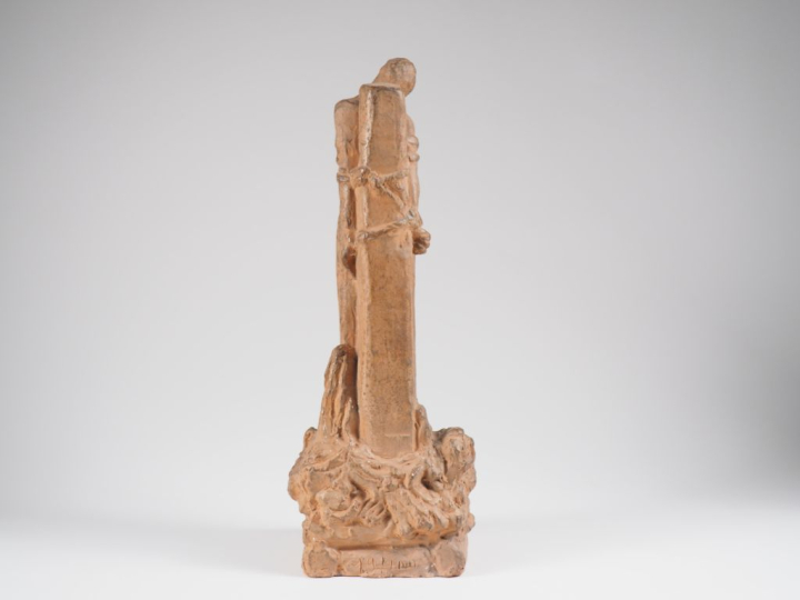 Henri Paul REY.  "Jeanne au bûcher" Sculpture en terre cuite Signée et