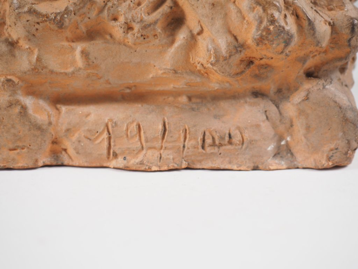 Henri Paul REY.  "Jeanne au bûcher" Sculpture en terre cuite Signée et