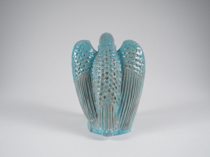 Henri Paul REY.  "Griffon"  Sculpture en terre cuite émaillée turquois