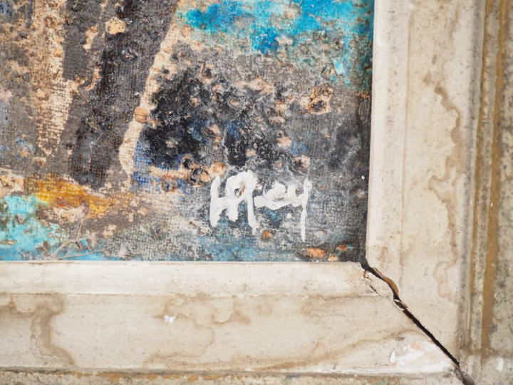 Henri Paul REY.  "la harpiste" Plaque en céramique émaillée polychrome