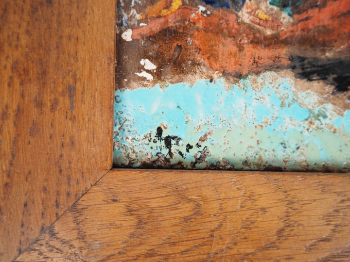 Henri Paul REY. "Personnages près d'un arbre" Plaque en terre cuite ém