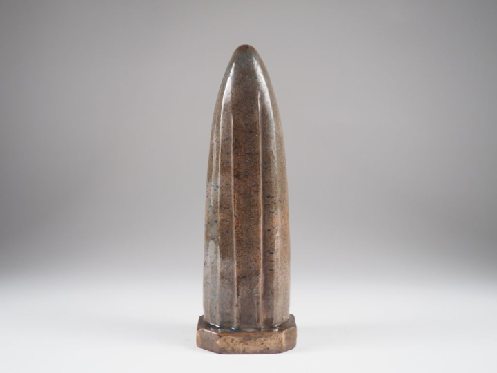 Henri Paul REY.  "Vierge à l'enfant" Sujet en terre cuite émaillée pol