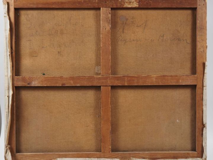 Suzanne REY de JAEGHER.  "Paysage du Morvan".  Huile sur toile, signée