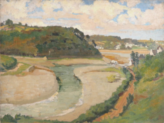 Vente aux enchères Suzanne REY de JAEGHER. "Ria en Bretagne".  Huile sur toile, signée au