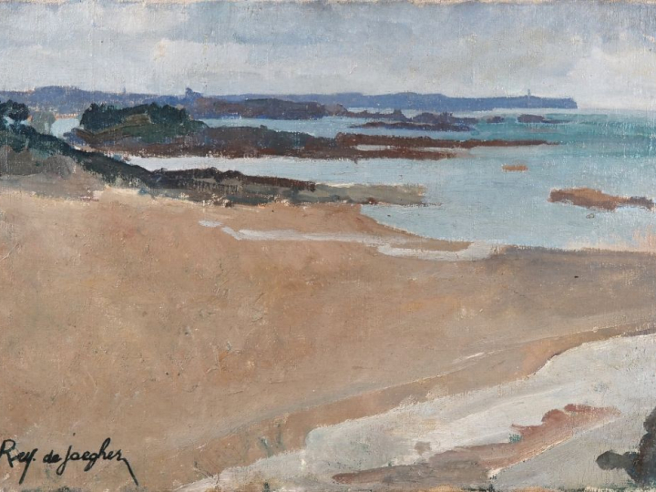 Suzanne REY de JAEGHER. "Bord de mer en Bretagne".  Huile sur toile, s