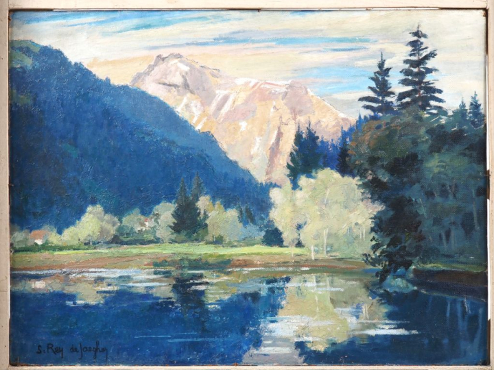 Suzanne REY de JAEGHER. "Samoens, le lac aux dames, Haute-Savoie" Huil