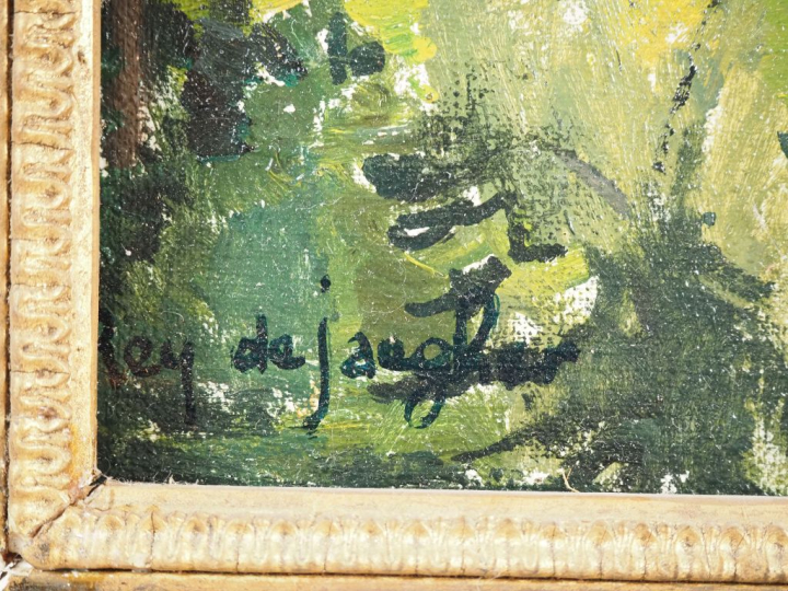Suzanne REY de JAEGHER. "Paysage de montagne" Huile sur toile, signée 