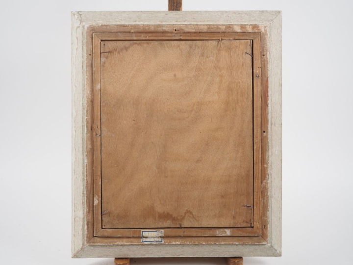 Suzanne REY de JAEGHER. "Bouquet de soucis".  Huile sur panneau, signé