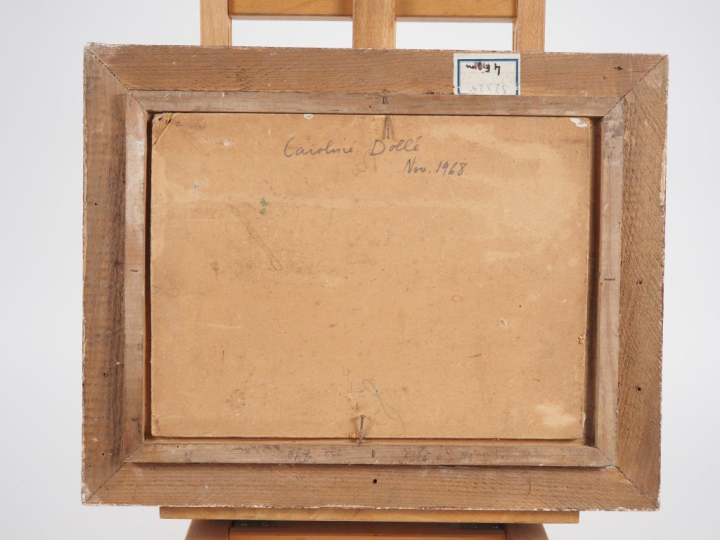 Suzanne REY de JAEGHER.  "Portrait de bébé".  Huile sur carton, signée