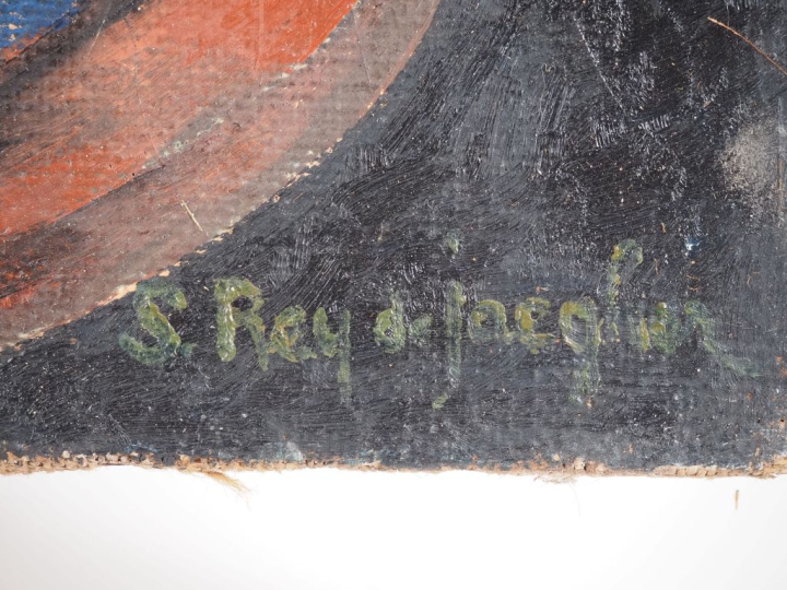 Suzanne REY de JAEGHER.  "L'Hortensia".  Huile sur toile, signée en ba