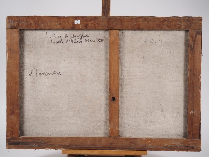 Suzanne REY de JAEGHER.  "L'Hortensia".  Huile sur toile, signée en ba