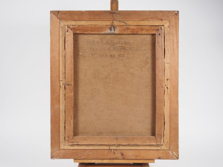 Suzanne REY de JAEGHER.  "Bouquet de fleurs".  Huile sur toile, signée