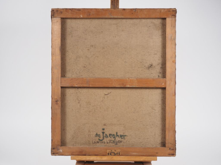 Suzanne REY de JAEGHER.  "Portrait d'homme en buste, étude".  Huile su