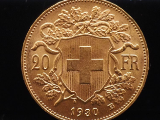 Vente aux enchères 1 Pièce de 20 Francs Suisse or   
