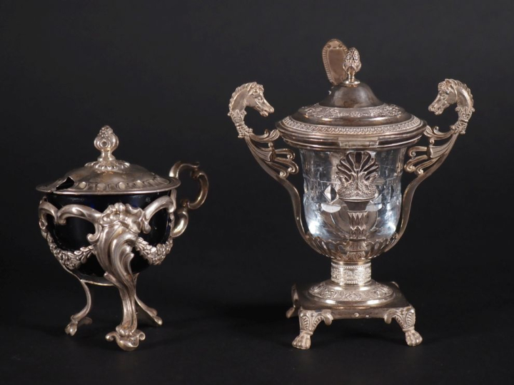 Moutardier en argent 950, Napoléon III de style Louis XVI, à décor de 