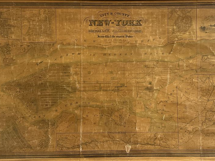 Gravure carte de New-York "Brooklyn, Williamsburgh" par J.H.COLTON, da