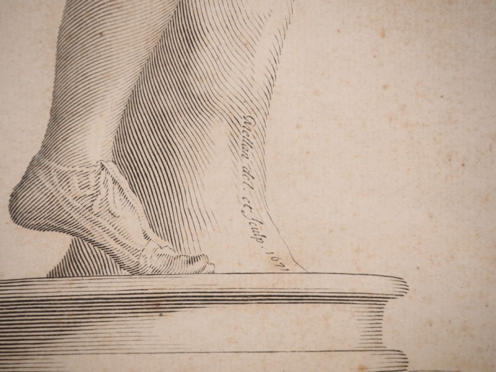 D'après Claude MELLAN.  Paire de gravures en noir, "antiques" Signées