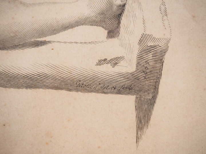 D'après Claude MELLAN.  Paire de gravures en noir, "antiques" Signées