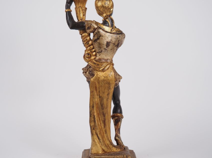 Sujet en bois polychrome "Maure porte torchère"  H. 54 cm