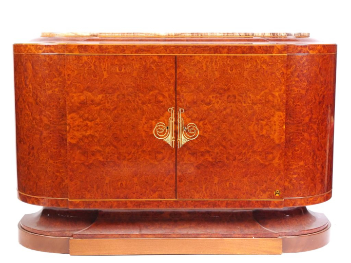 Maurice ALET. Superbe buffet en marqueterie et placage de loupe de thu