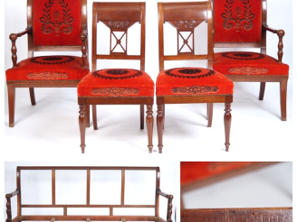 Vente aux enchères JACOB FRERES, Rue Meslé. Canapé, paire de fauteuils et paire de chaise