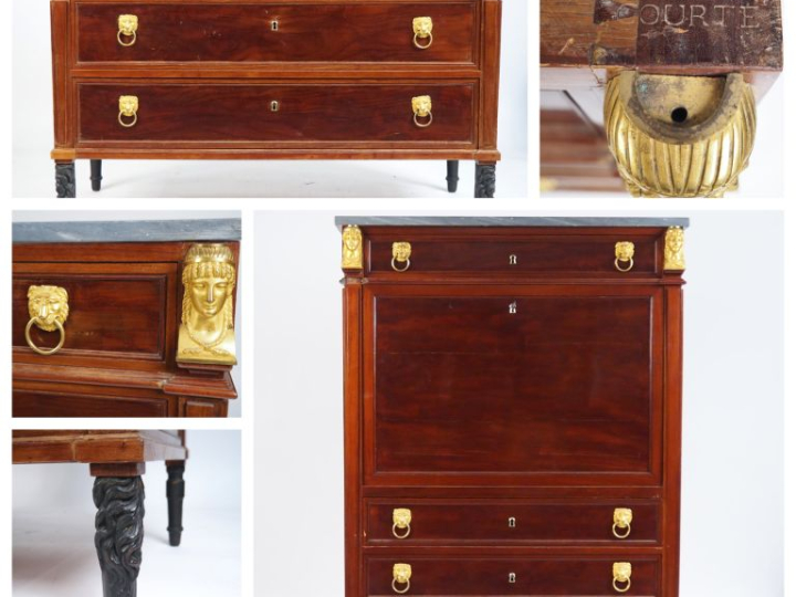 COURTE. (estampillé) Mobilier Consulat en acajou et placage d'acajou, 