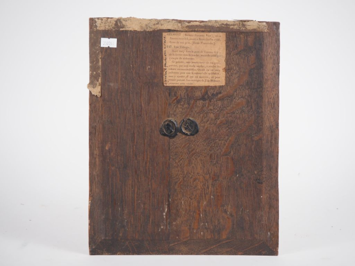 VAN HELMONT. Ecole flamande XVIIIème. "Scène d'auberge" Monogramée en 