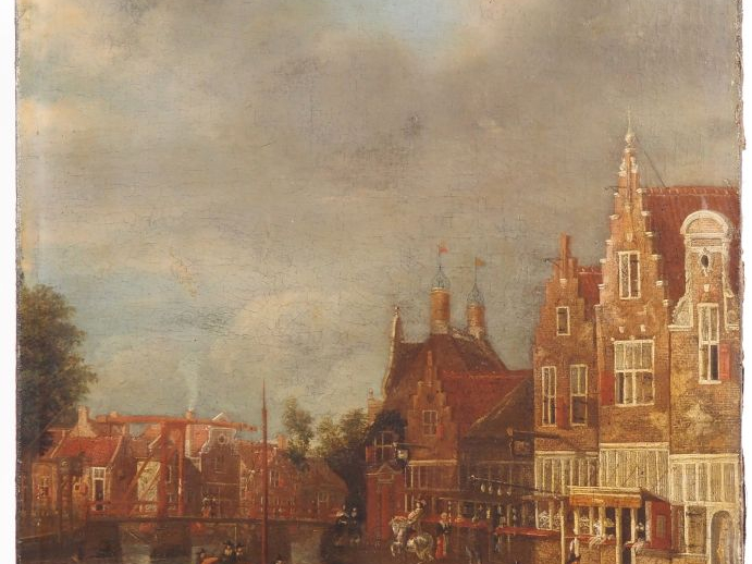 Ecole hollandaise du XVIIème "Vue d'Amsterdam" Huile sur toile Dim. 63