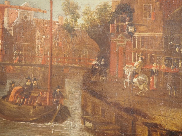 Ecole hollandaise du XVIIème "Vue d'Amsterdam" Huile sur toile Dim. 63