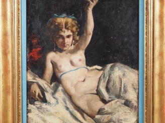 Vente aux enchères PRIOU (dans le goût de). "Portrait de muse". Huile sur toile. Dim. 61 