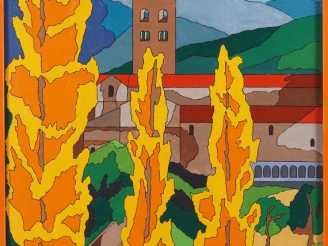 Vente aux enchères Francis BOBIN. "Saint Michel de Cuxa". Huile sur toile, signée en bas 