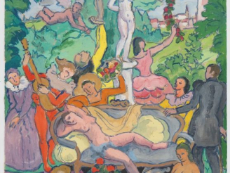 Vente aux enchères Lucien-Pierre CADENE.  "Bacchanales" Gouache sur papier, signée et dat